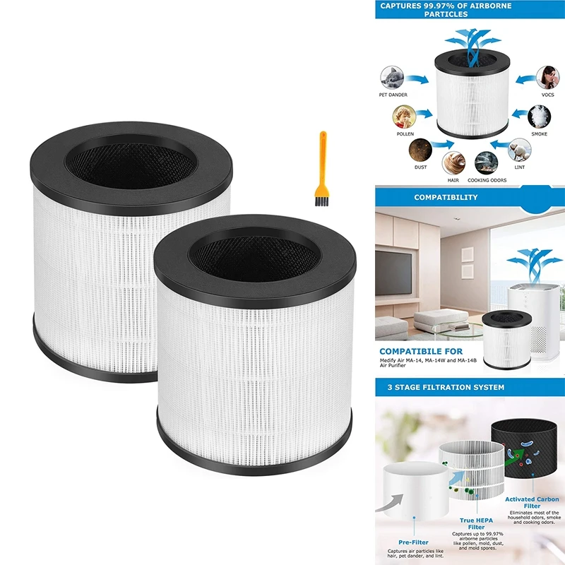 Сменный фильтр MA-14 True HEPA H13, совместимый с Medify, модель очистителя воздуха: MA-14, MA-14W, и MA-14B,HEPA-фильтр 
Сменный фильтр MA-14 True HEPA H13, совместимый с Medify, модель очистителя воздуха: MA-14, MA-14W, и MA-14B,HEPA-фильтр