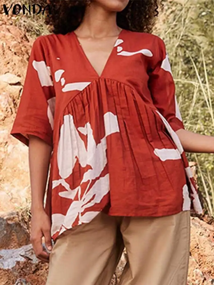 VONDA Casual Summer Shirts Women Vintage Blouse Short Sleeve Tunic Tops 2023 V-neck Loose Pleated Loose Bohemian Printed Blusas
VONDA Casual Summer Shirts Women Vintage Blouse Short Sleeve Tunic Tops 2023 V-neck Loose Pleated Loose Bohemian Printed Blusas