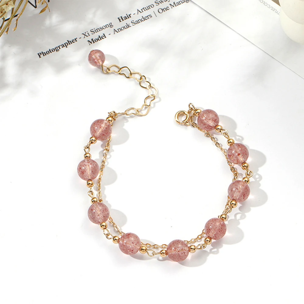 Pink Crystal Metal Bead Chain Bracelet Double Layers Round Ball Simple Beads Link Bracelets on Hand Gold Plated Armband Damen
Pink Crystal Metal Bead Chain Bracelet Double Layers Round Ball Simple Beads Link Bracelets on Hand Gold Plated Armband Damen