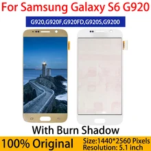 Ensemble écran tactile LCD AMOLED, pièce de rechange, brûlure et ombre, pour Samsung Galaxy S6 G920 SM-G920F=
