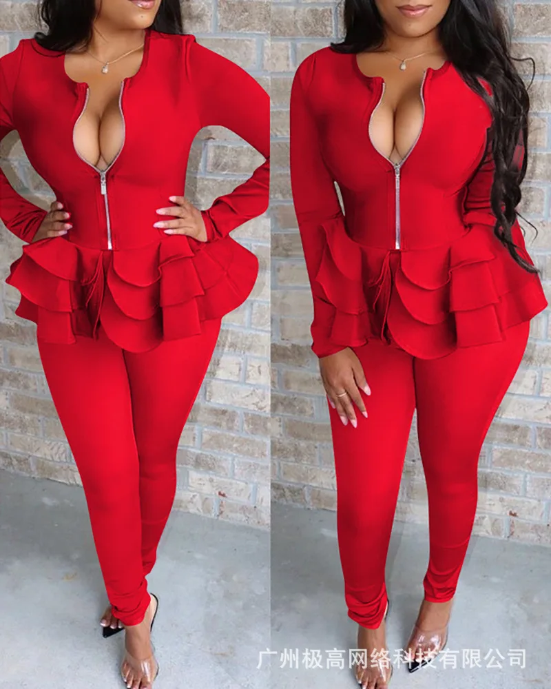 2023 New Women's Pants 2-piece Set, Temperament Commuter Ruffle Solid Color Casual Pants Set
2023 New Women's Pants 2-piece Set, Temperament Commuter Ruffle Solid Color Casual Pants Set