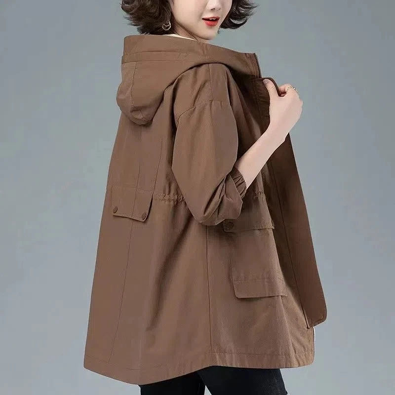 (Lined) Hooded Windbreaker Women's Spring Autumn 2022 Korean Loose Medium length Casual Overcoat Solid Zipper Female Trench Coat
(Lined) Hooded Windbreaker Women's Spring Autumn 2022 Korean Loose Medium length Casual Overcoat Solid Zipper Female Trench Coat