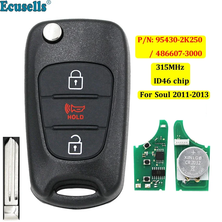 Upgraded Folding Flip Remote Key Fob 315MHz ID46 Chip for Kia Soul 2011-2013 NYOSEKS-AM11ATX P/N: 95430-2K250 / 486607-3000
Upgraded Folding Flip Remote Key Fob 315MHz ID46 Chip for Kia Soul 2011-2013 NYOSEKS-AM11ATX P/N: 95430-2K250 / 486607-3000