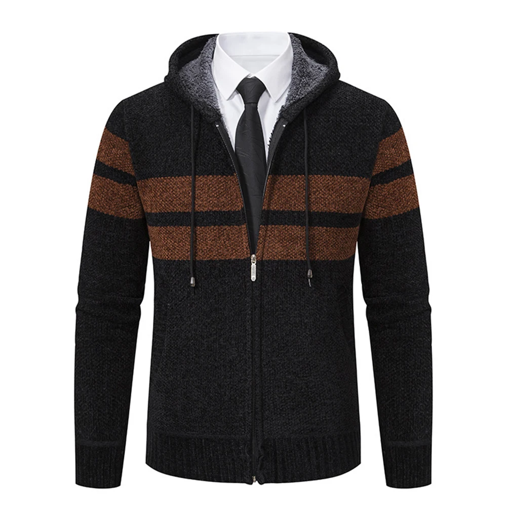 Winter Men's Warm Hooded Coats Striped Padded Fleece Lined Full-Zip Hoodies Sweater Jackets Overcoats High Quality
Winter Men's Warm Hooded Coats Striped Padded Fleece Lined Full-Zip Hoodies Sweater Jackets Overcoats High Quality