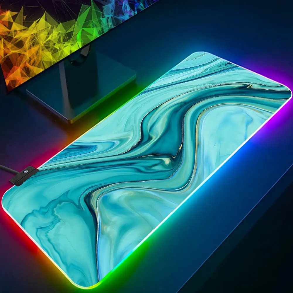 Коврик для мыши и клавиатуры, резиновый коврик для игрового компьютера с мраморным рисунком, синего и золотого цвета, со светодиодной подсветкой
Коврик для мыши и клавиатуры, резиновый коврик для игрового компьютера с мраморным рисунком, синего и золотого цвета, со светодиодной подсветкой