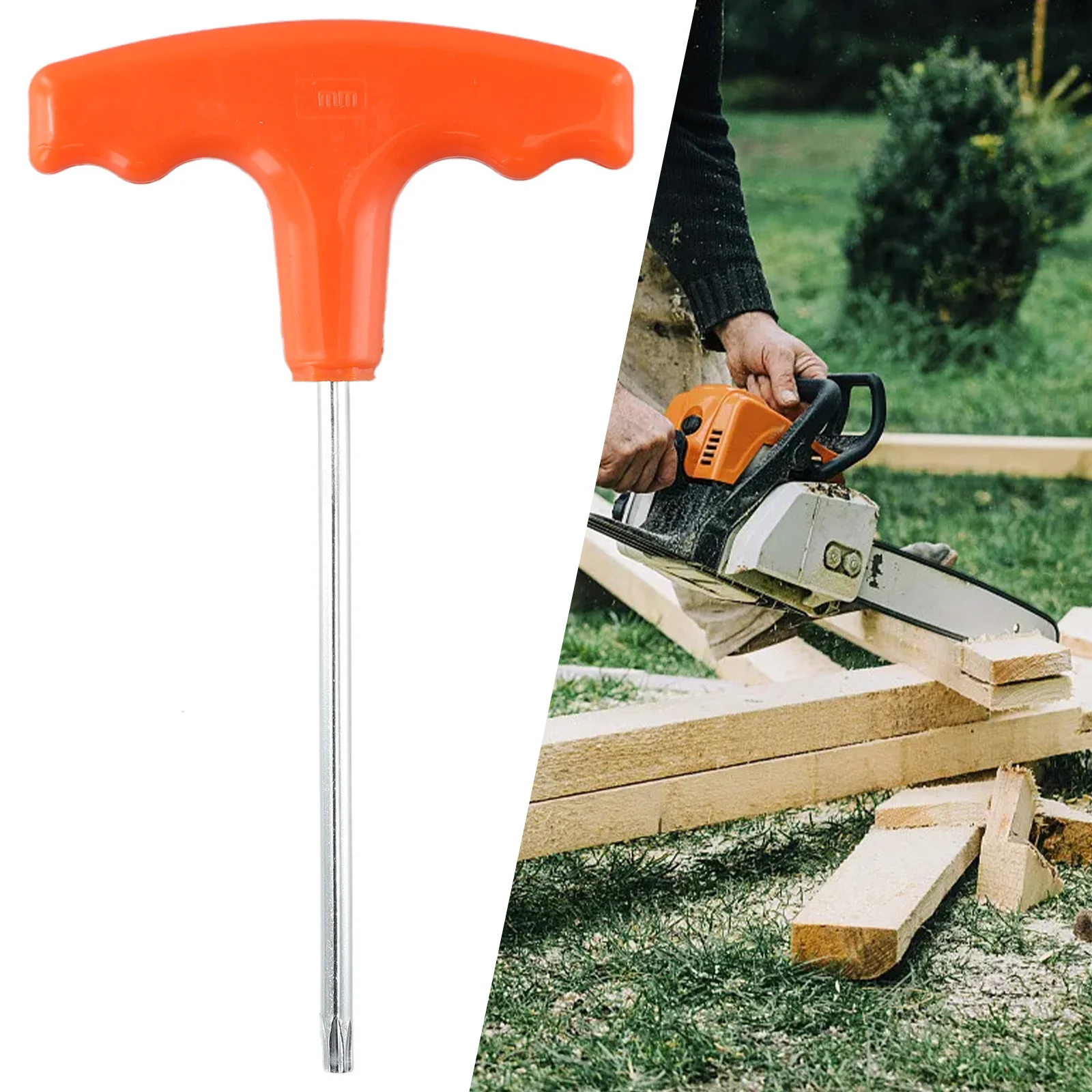 

T Handle Screwdriver for Stihl Makita Plastic+Steel Orange+Silver # 0812 370 1000 T27 Torx 15cm Useful High Quality