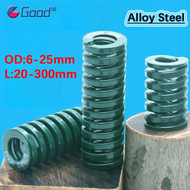 

1Pc Die Spring Green Heavy Load Good Quality Coil Spring Spiral Stamping Compression Mould OD 6-25mm ID 3-12.5mm Length 20-300mm