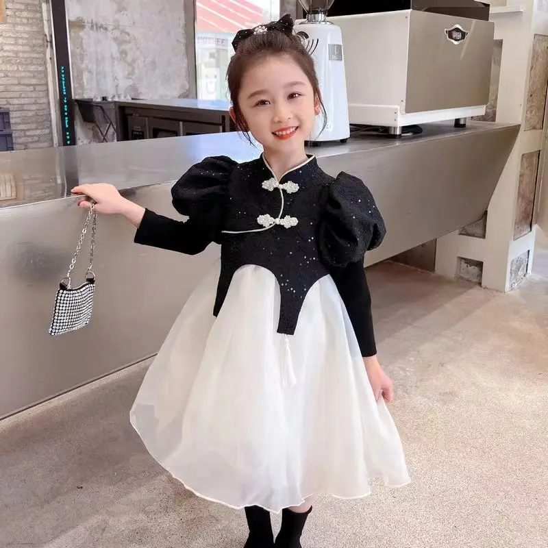 Осеннее платье для девочек, платье принцессы Hanfu для маленьких девочек, Чонсам с чернильным рисунком, Новое Детское платье, 2024
Осеннее платье для девочек, платье принцессы Hanfu для маленьких девочек, Чонсам с чернильным рисунком, Новое Детское платье, 2024