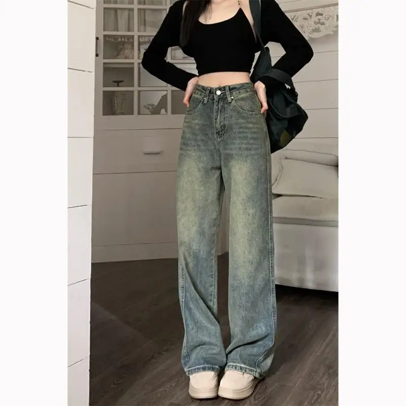 Wide Leg Mopping Pants American Vintage Straight Jeans Women Autumn New Plus Size Distressed High Waist Small
Wide Leg Mopping Pants American Vintage Straight Jeans Women Autumn New Plus Size Distressed High Waist Small