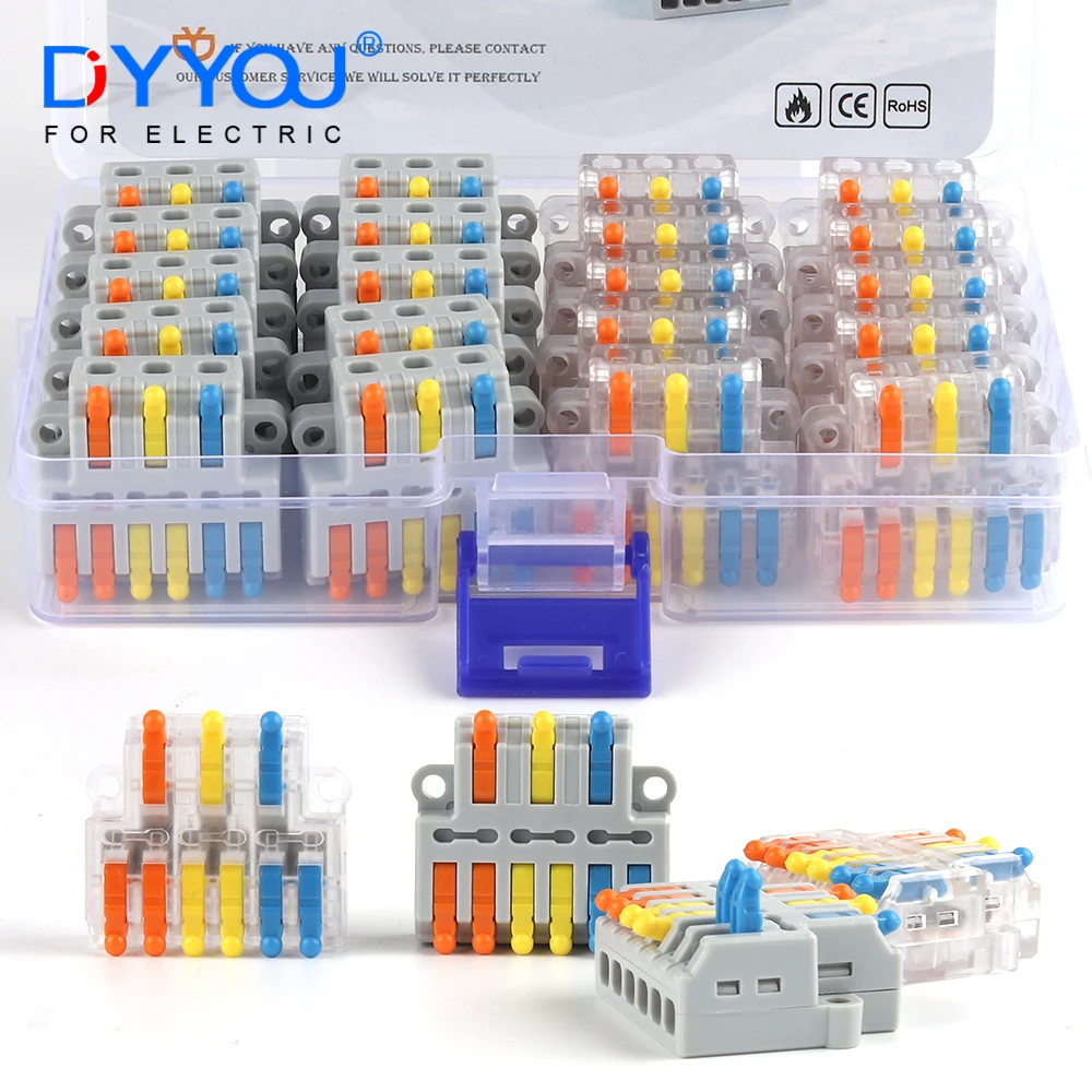 

Wire Connectors 3 in 6 Out With Lever Quick Electrical Cable Splicing Terminal Block Push-in Mini Conductor Wiring Nut Connector