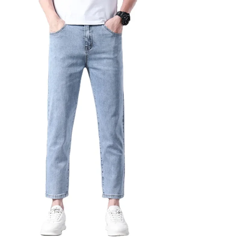 

Stretch Nine-point Ankle Jeans Straight Pants Men's Denim Pants Four Seasons