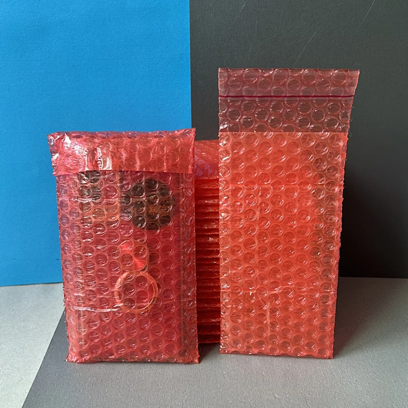 

Bilayer Bubble Bag Red Anti Static Electricity Express Shockproof Transport Packing Bubble Film Autohesion Seal Bubble Wrap Bags