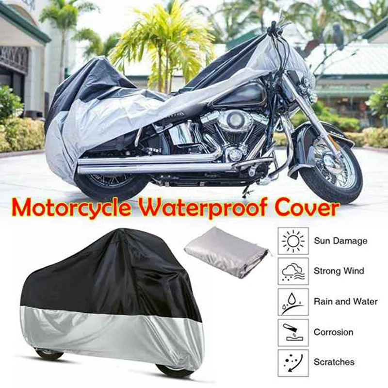 

XXL Heavy Duty Outdoor Waterproof Motorcycle Cover Oxford Dustproof Motorbike Shelter 245X105x125cm