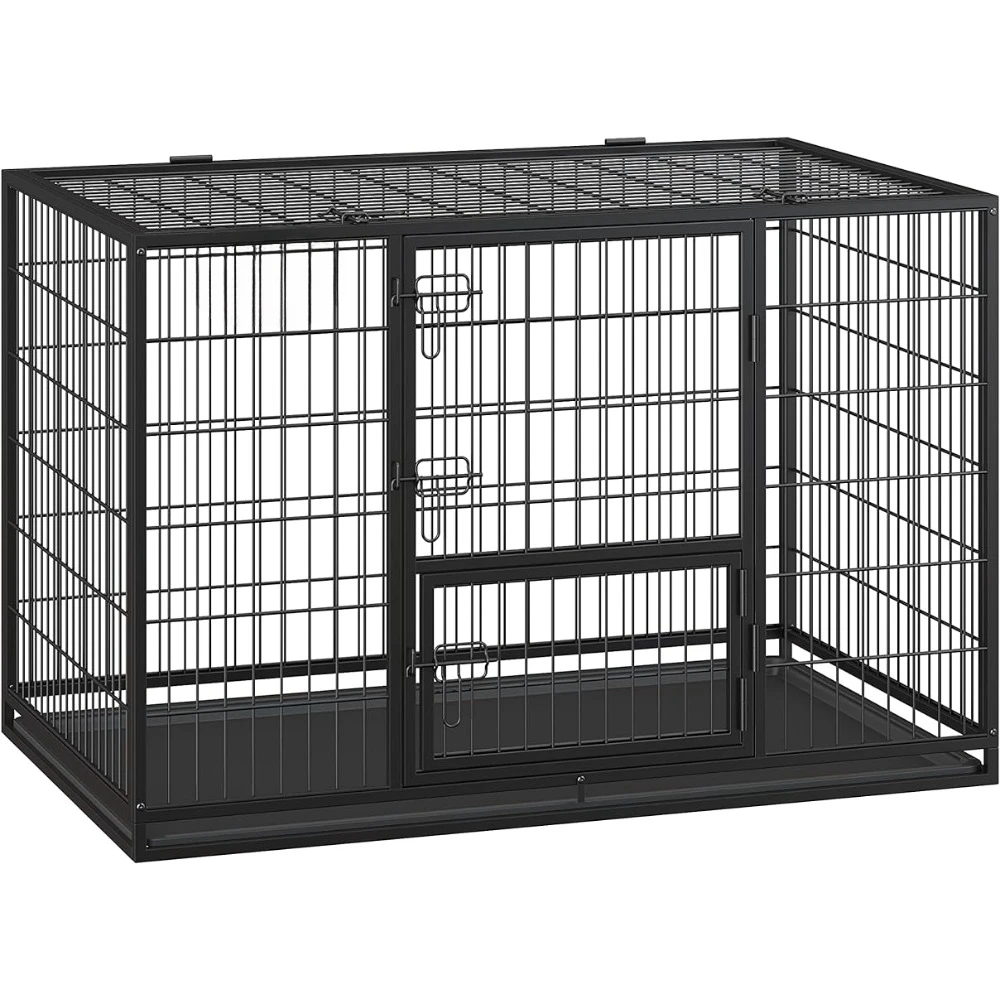 

House for Big Dogs Baskets Metal Dog Kennel and Cage With Removable Tray Heavy-Duty Dog Crate 48 X 29.3 X 31.7 Inches Doghouse