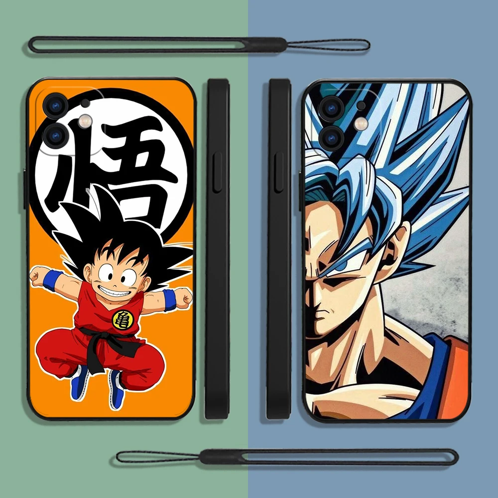 

Anime Goku Son DBZ Dragon Ball Phone Case For iPhone 15 14 13 12 11 Pro Max Mini X XR XS MAX Plus Silicone Cases with Hand Strap