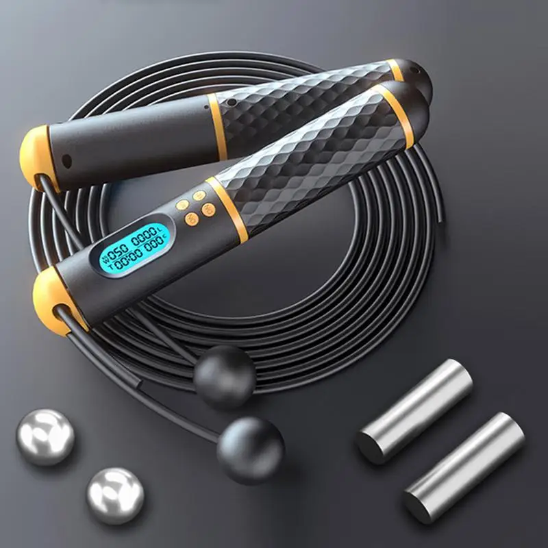

2 In 1 Digital Counter Skipping Rope With Ball Non-slip Handle Adjustable Cordless Jump Ropes Gym Fitness Exercise Equipment