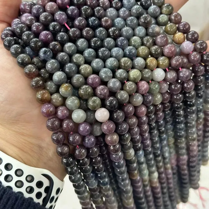 

loose beads Ruby Sapphire round 9mm nature for DIY making jewelry necklace 38cm FPPJ wholesale