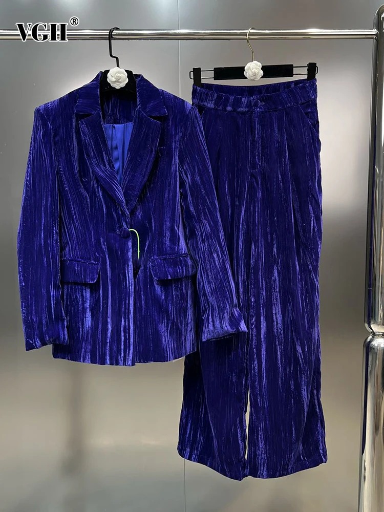 VGH Solid Two Piece Set For Women Notched Collar Long Sleeve Spliced Button Blazer High Waist Wide Leg Pants Casual Sets Female
VGH Solid Two Piece Set For Women Notched Collar Long Sleeve Spliced Button Blazer High Waist Wide Leg Pants Casual Sets Female
