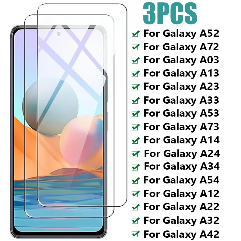 

3Pcs Tempered Glass For Samsung Galaxy A32 A22 A12 A42 A52 A72 A13 A53 Screen Protector Samsung A23 A33 A73 A54 A14 A34 glass