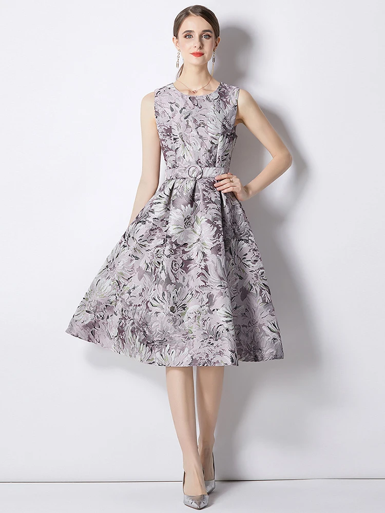 Runway Designer Jacquard Vest Tank Dress Women Fashion Sleeveless O-Neck Print Vintage Party Dresses Vestidos De Festa
Runway Designer Jacquard Vest Tank Dress Women Fashion Sleeveless O-Neck Print Vintage Party Dresses Vestidos De Festa