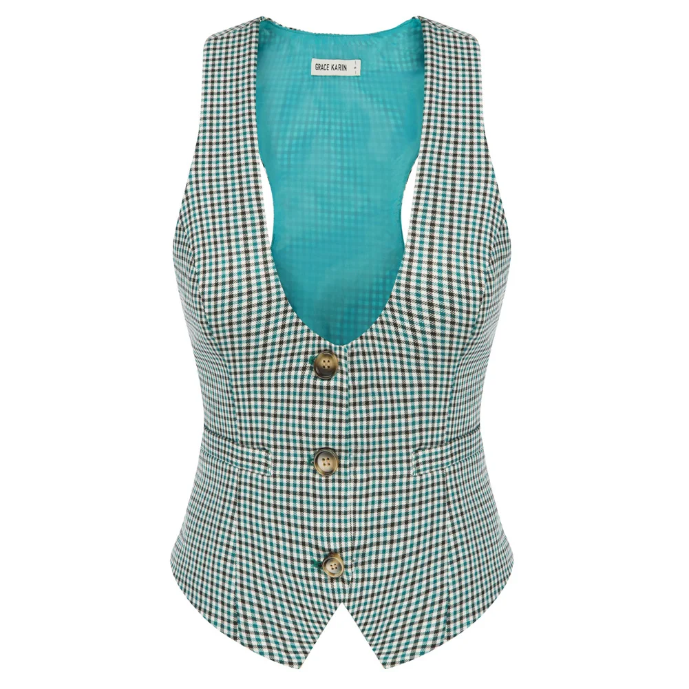 GK Women Stylish Plaided Vest Vintage V-Neck Waistcoat Sleeveless Tank Tops Ladies Coats Tops Back Waist With Strap
GK Women Stylish Plaided Vest Vintage V-Neck Waistcoat Sleeveless Tank Tops Ladies Coats Tops Back Waist With Strap