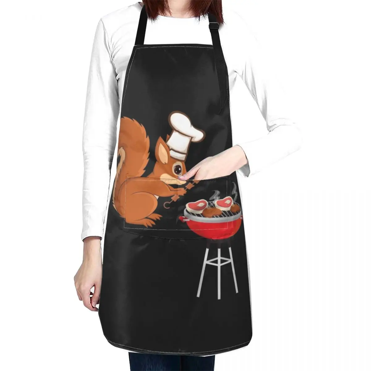 

Chef Squirrel Barbecue BBQ Apron Kitchen Aprons For Men household woman apron Kitchen Utensils