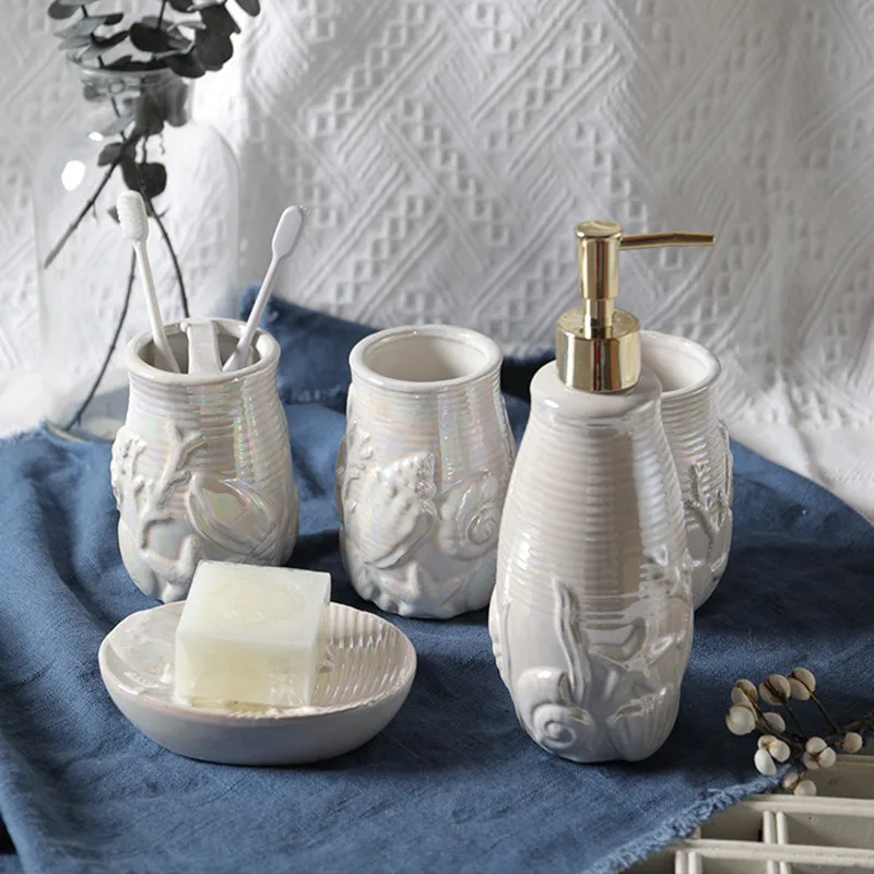 Nordic Ceramics Gifts Set Liquid Soap Dispenser Mouth Cup Soap Dish Toothbrush Holder Bathroom Washing Tools Five Piece Set
Nordic Ceramics Gifts Set Liquid Soap Dispenser Mouth Cup Soap Dish Toothbrush Holder Bathroom Washing Tools Five Piece Set