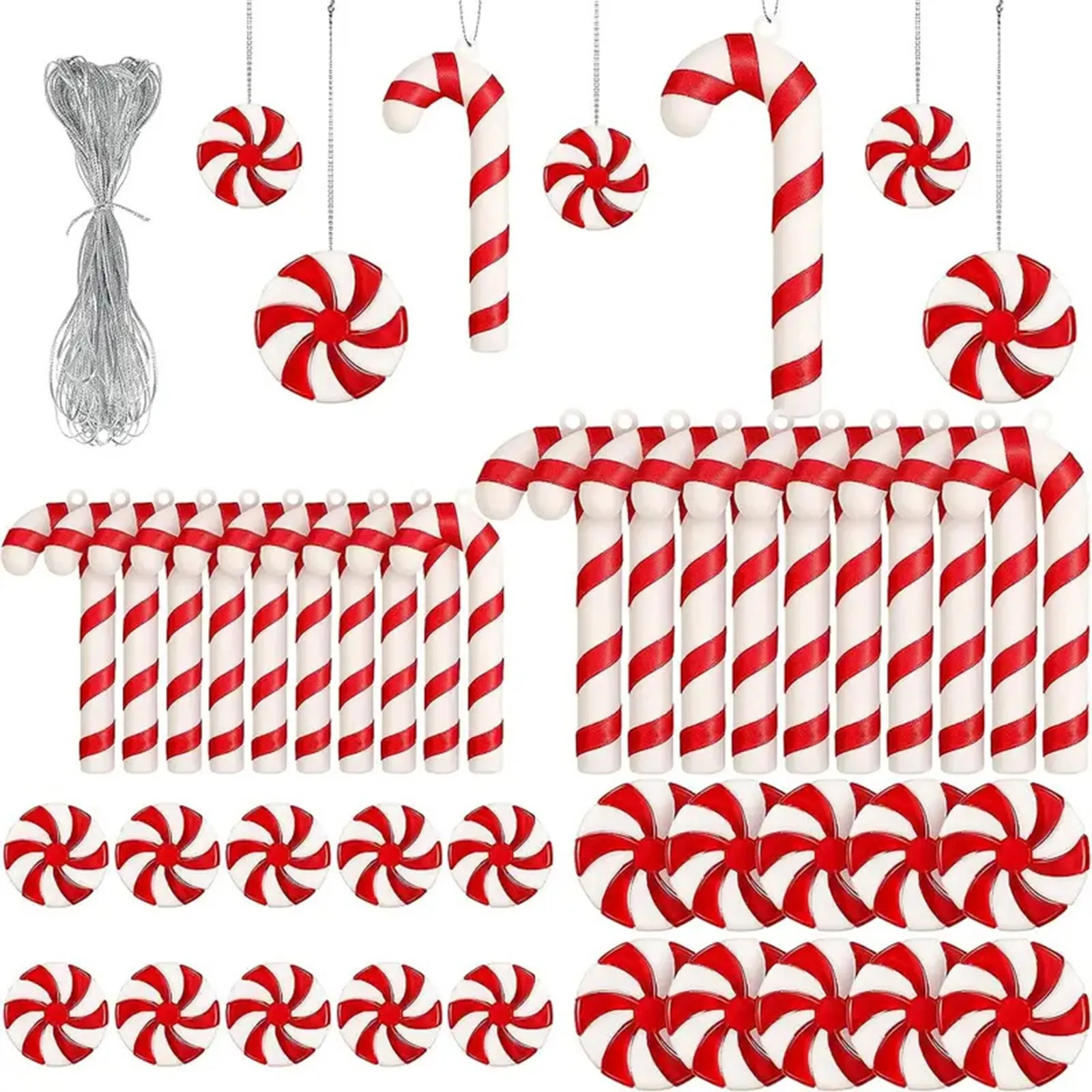 

Акриловые рождественские конфеты, леденец, ватные конфеты, украшения «сделай сам», конфеты, рождественская елка, подвесные украшения в виде красных и белых конфет