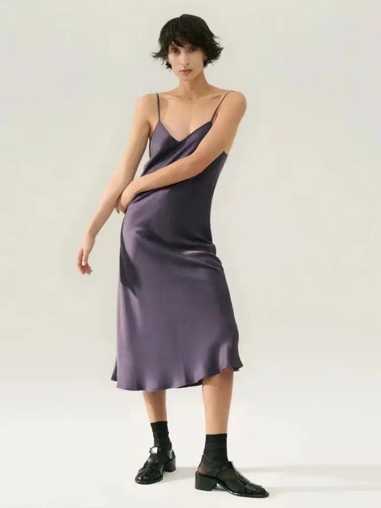 

Blackcurrant Purple Australian niche 20mm 100% mulberry skirt heavy sand washed silk draped silky slip skirt