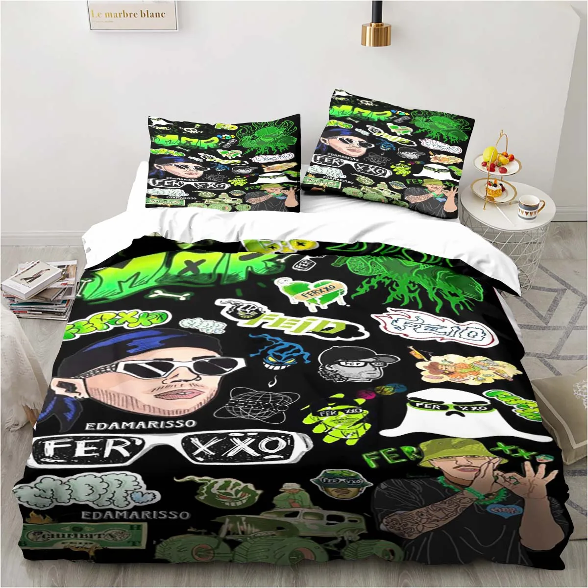 Feid Ferxxo Rapper Printed Bedding Set Soft Green Duvet Cover Pillow Case Adult Bedroom Single Double King Size Quilt Cover
Feid Ferxxo Rapper Printed Bedding Set Soft Green Duvet Cover Pillow Case Adult Bedroom Single Double King Size Quilt Cover