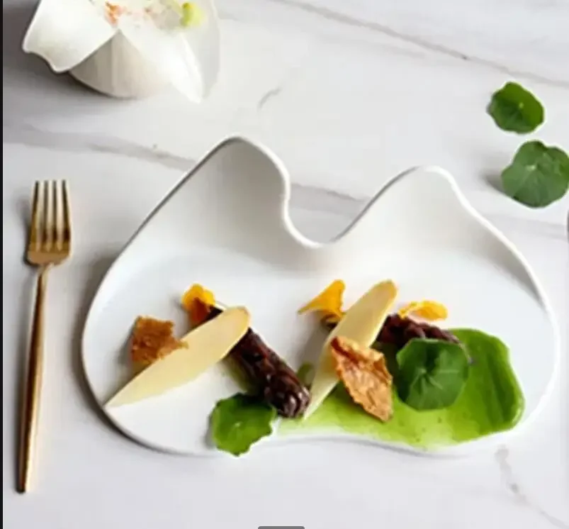 

White Shaped Ceramic Plate Hotel Restaurant Main Course Creative Salad Dessert Plate Nordic Home Dinner Steak Plate Tableware