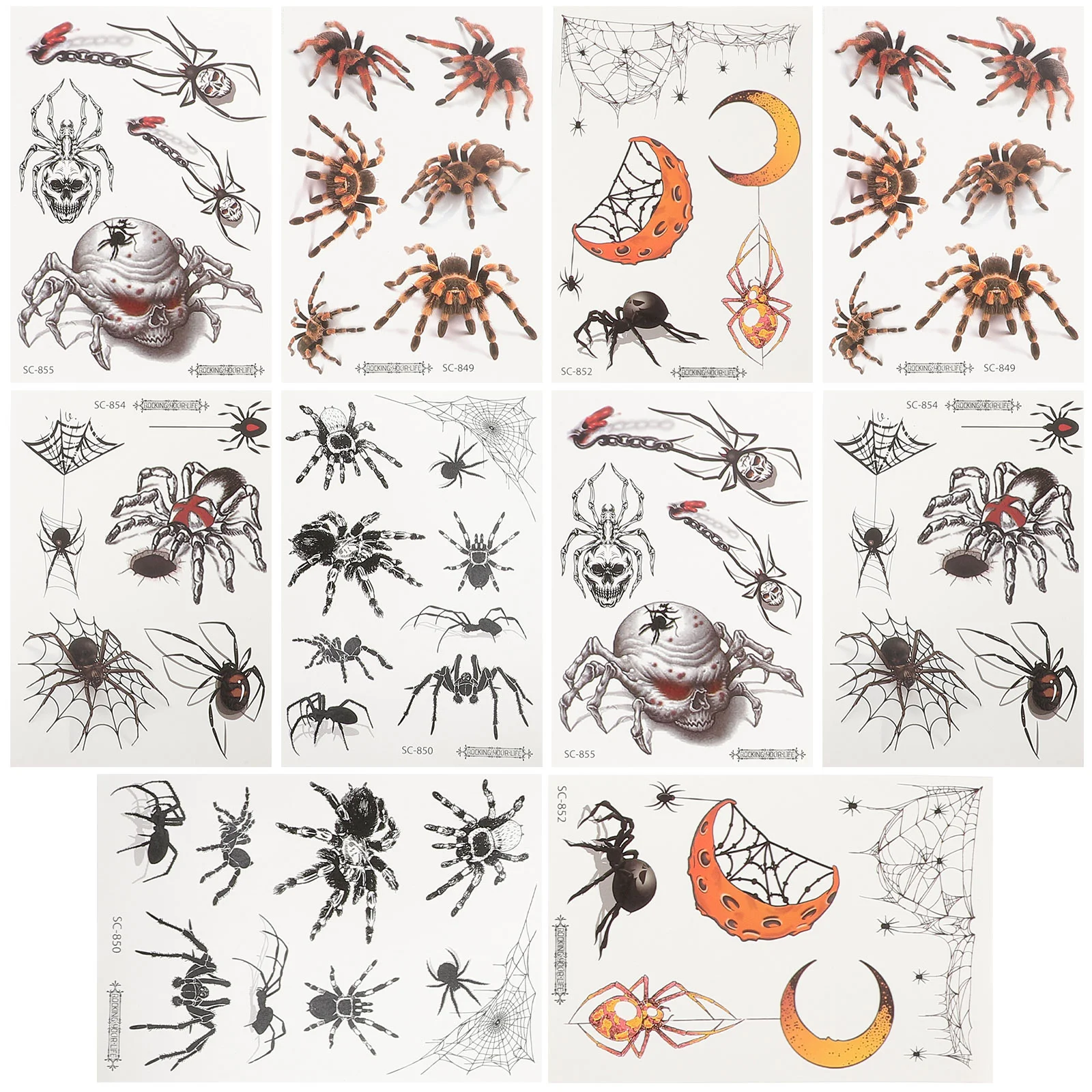 

10 Sheets Spider Tattoo Sticker Temporary Tattoos For Women Realistic Temporary Fake Tattoos That Look Real And Last Long Small