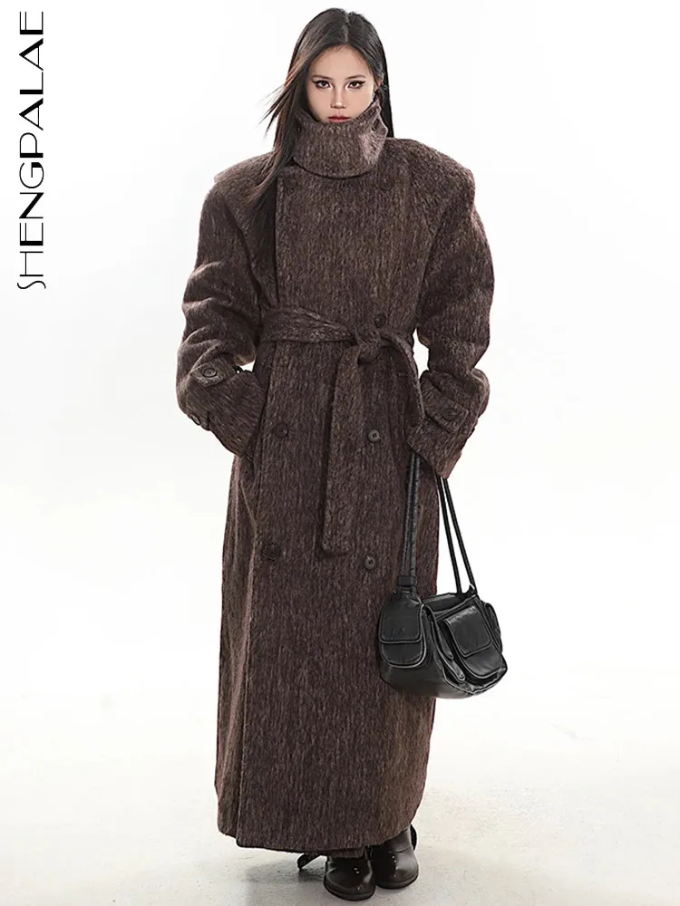 SHENGPALAE Winter 2023 New Woolen Coat For Women Fashion Turtleneck Solid Color Versatile Lace Up Waist Thicken Long Coat 5R8471
SHENGPALAE Winter 2023 New Woolen Coat For Women Fashion Turtleneck Solid Color Versatile Lace Up Waist Thicken Long Coat 5R8471