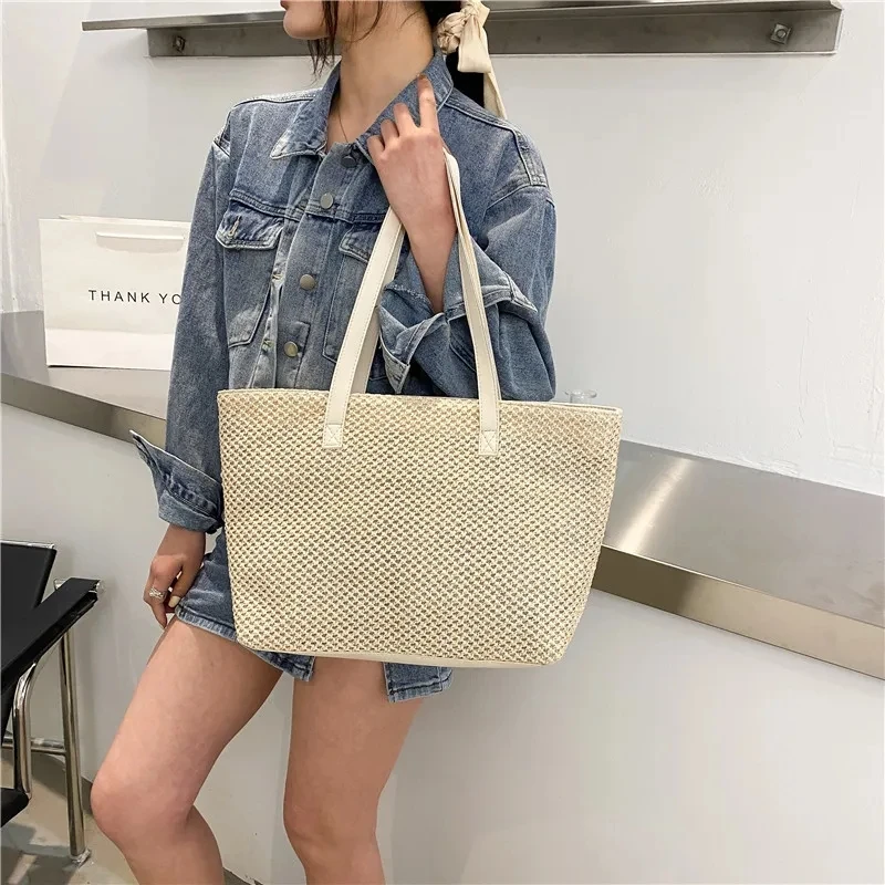 Wicker Woven Beach Shopper - Large Capacity Summer Tote 7 S1ebea3ec52d1411da13edbd2ae0100a4C