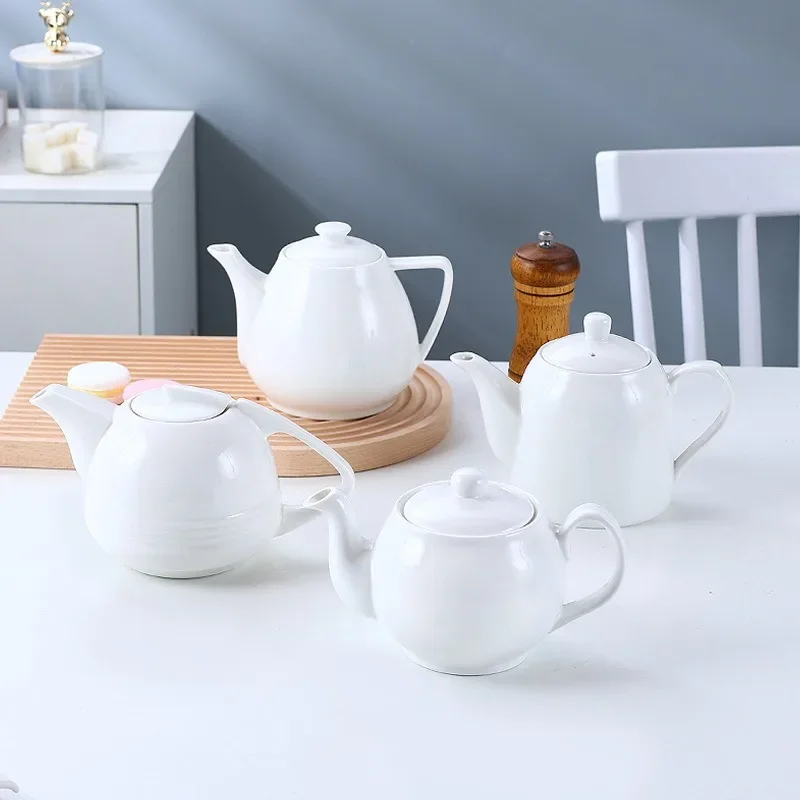 

European Ceramic Pure White Coffee Pot Porcelain Cold Kettle Restaurant Household Large Capacity Teapot Drinkware Bar Supplies