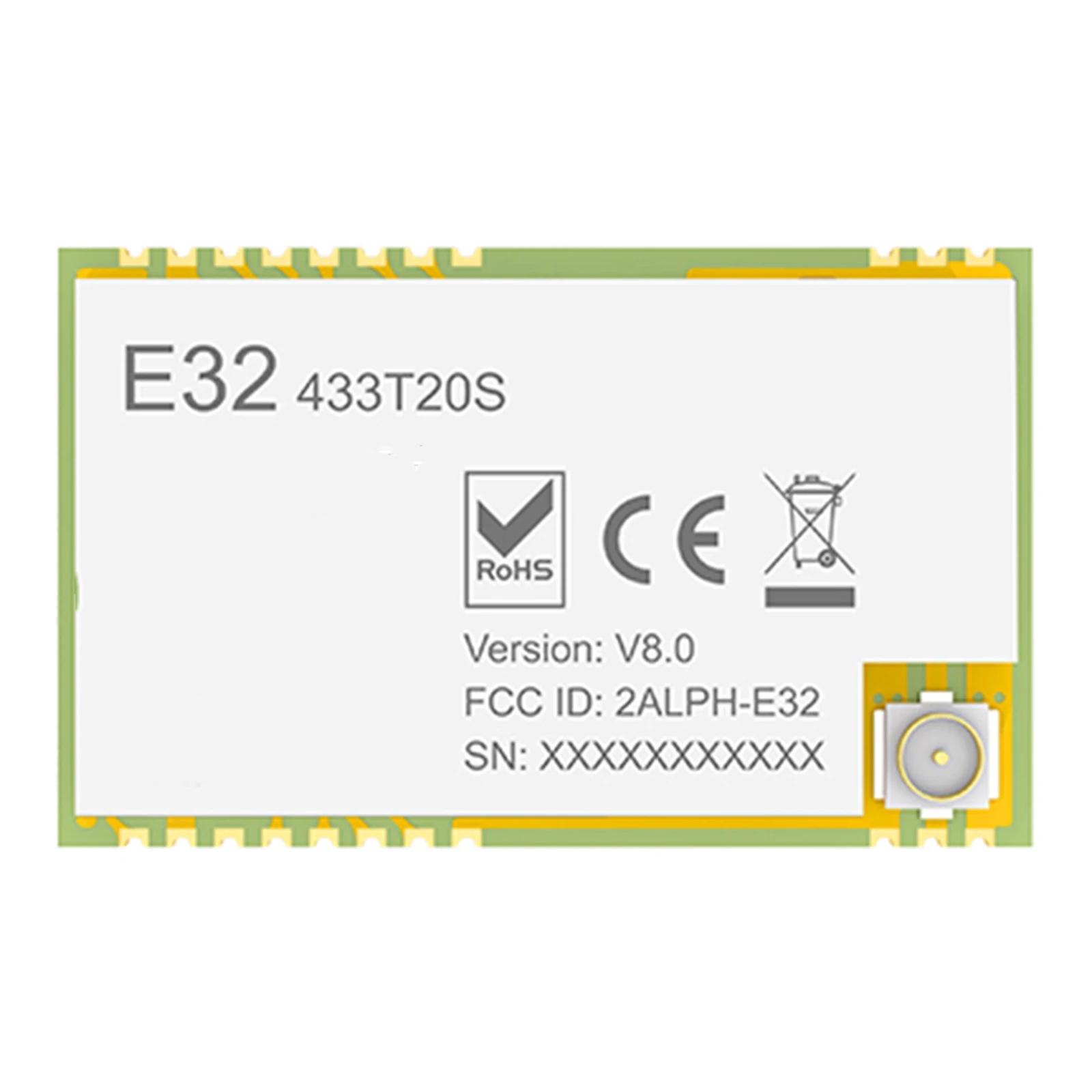 1pcs E32-433T20S-V8 For Lora Wireless Radio Frequency Module Spread Spectrum Communication Module 410-441MHz IPEX/stamp Hole
1pcs E32-433T20S-V8 For Lora Wireless Radio Frequency Module Spread Spectrum Communication Module 410-441MHz IPEX/stamp Hole