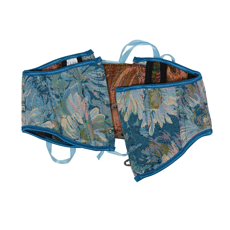 

Multi Colors Oil Painting Sunflower Mini Short Style 16cm 3 Buckle Fish Bone Support Waistband for Easy Matching Waist Belt