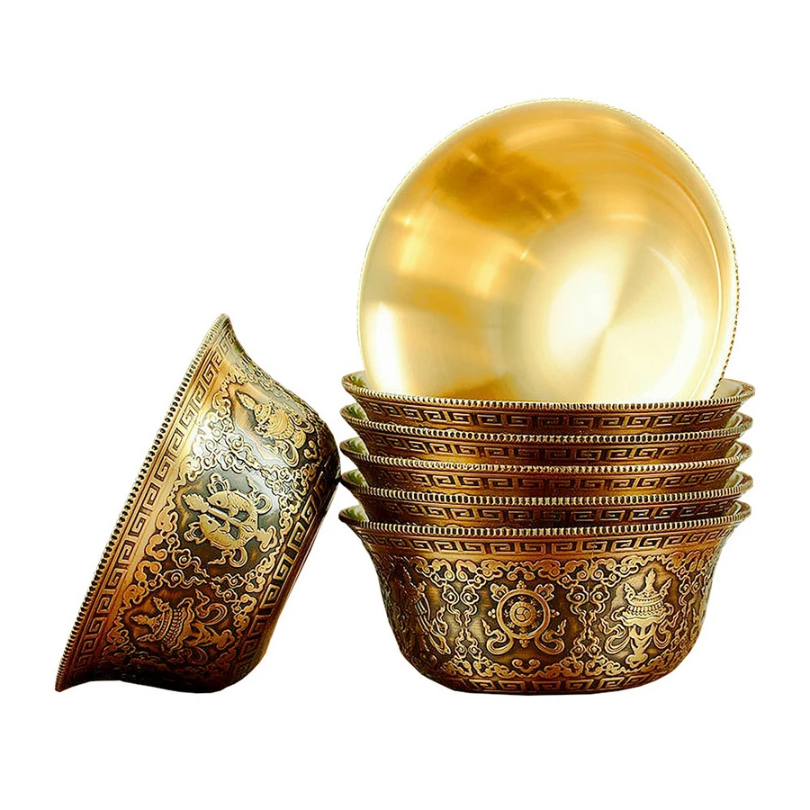7PCS/Set Buddhist Supplies Pure Copper Exquisite Carved Patina Beautifully Carved Eight Auspicious Water Holy Cups Water Bowl
7PCS/Set Buddhist Supplies Pure Copper Exquisite Carved Patina Beautifully Carved Eight Auspicious Water Holy Cups Water Bowl