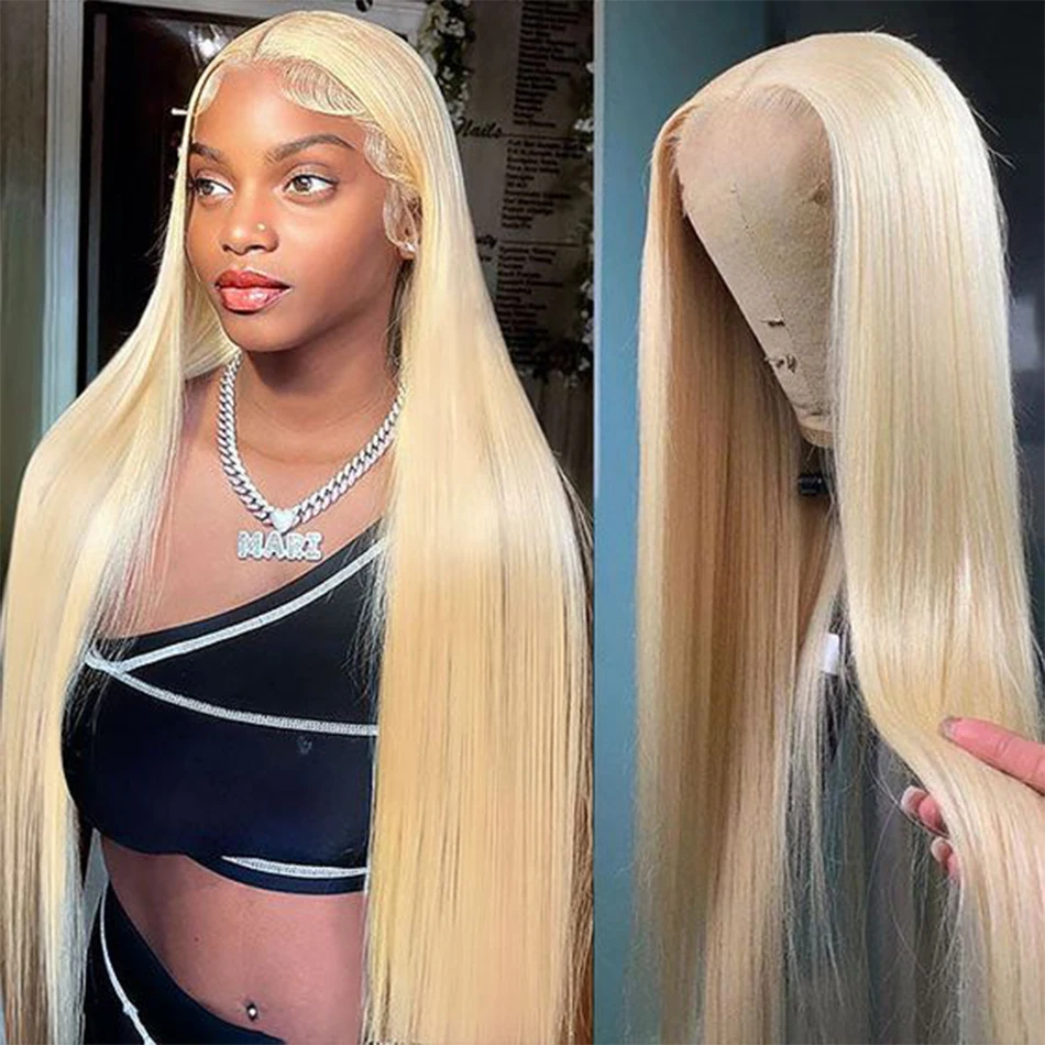 

Long #613 Blonde HD Lace Frontal Wig Human Hair Straight Remy Peruvian Hair 13x4 Lace Front Wigs Human Hair 180% Density
