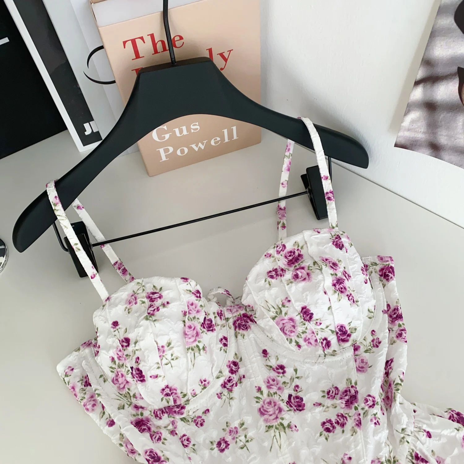 Sexy Slim Corset ruffle print Chic Korean Camis Tank Top Basic Fashion Off Shoulder Summer Women Clothing 46
