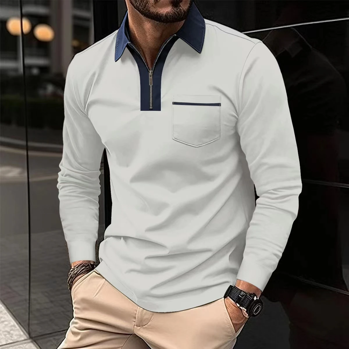 High Quality Fashion Long Sleeve Polo T-Shirts Autumn Zipper Collar Polo Shirt For Man Pocket Design Pullover Bottoming Shirt
High Quality Fashion Long Sleeve Polo T-Shirts Autumn Zipper Collar Polo Shirt For Man Pocket Design Pullover Bottoming Shirt
