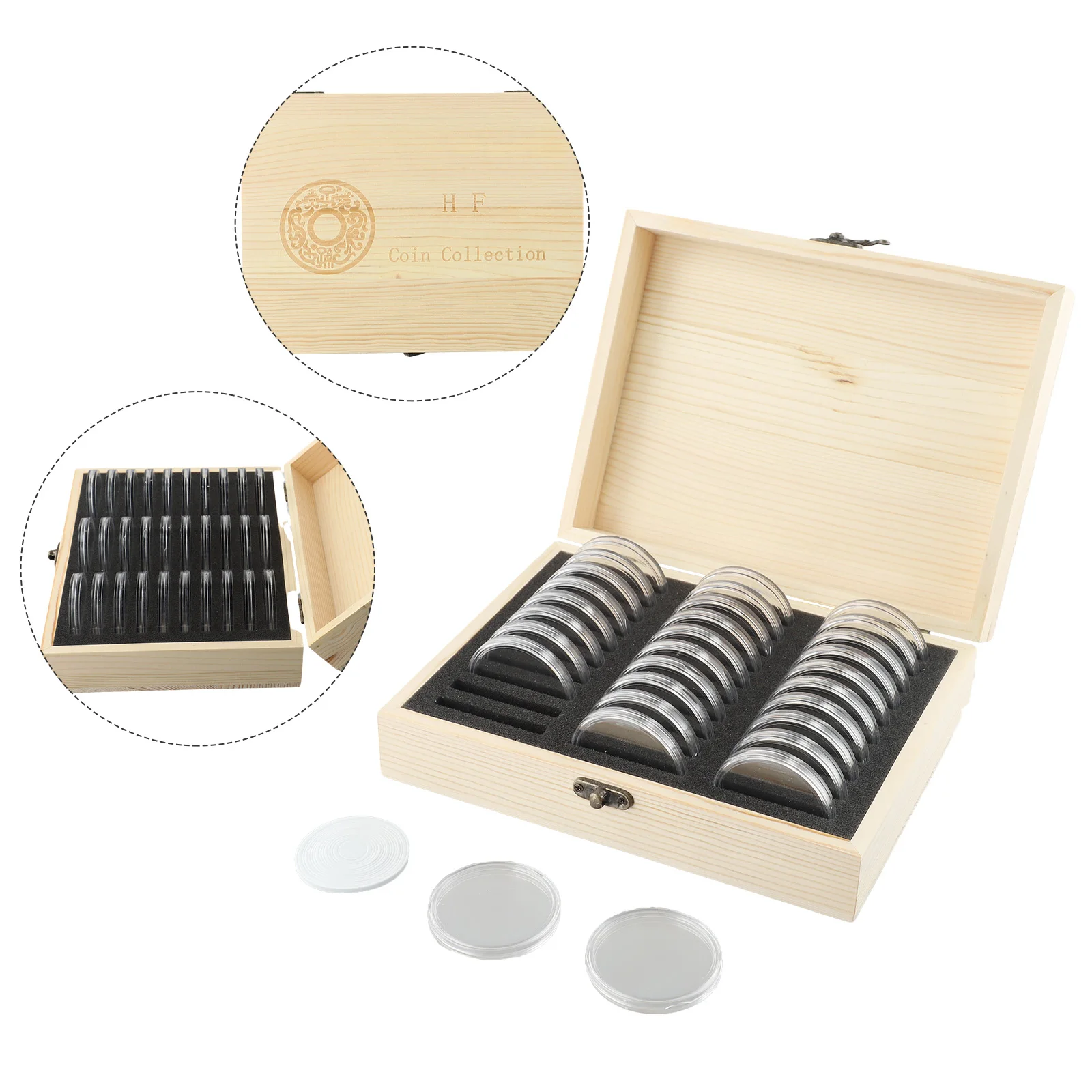 Wooden Coin Storage Box Antioxidative Coins Display Storage Box Collection Case 30/50/100pcs Brand New Practical
Wooden Coin Storage Box Antioxidative Coins Display Storage Box Collection Case 30/50/100pcs Brand New Practical