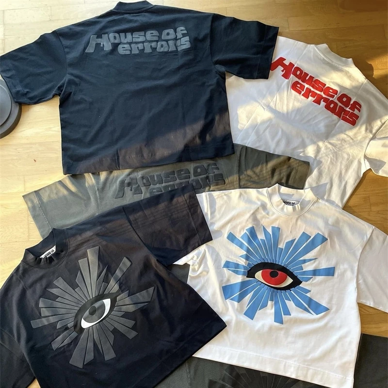 Oversized Fashion Printed HOUSE OF ERRORS Foam Printed T-Shirt High Quality 1:1 Retro Tee Tops Mens Womens Loose Fit T-Shirts
Oversized Fashion Printed HOUSE OF ERRORS Foam Printed T-Shirt High Quality 1:1 Retro Tee Tops Mens Womens Loose Fit T-Shirts