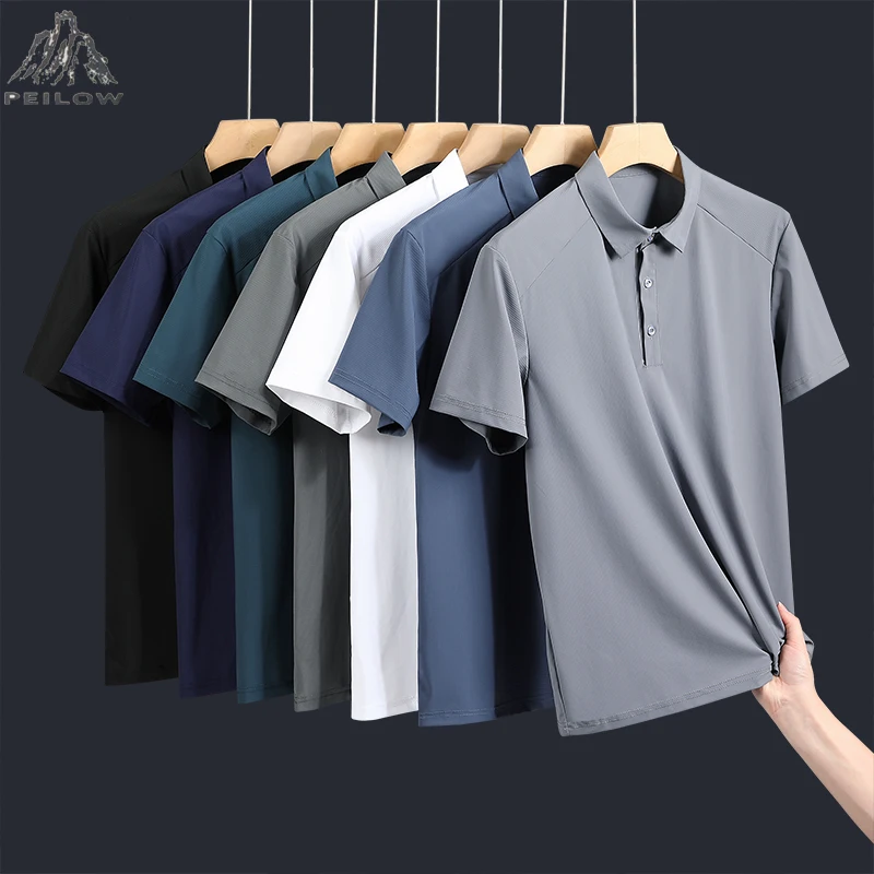 

Plus Size 7XL 8XL 9XL High Quality Mens Golf Shirt Moisture Wicking Quick-Dry Solid Short Sleeve Business Polo Shirts for Men