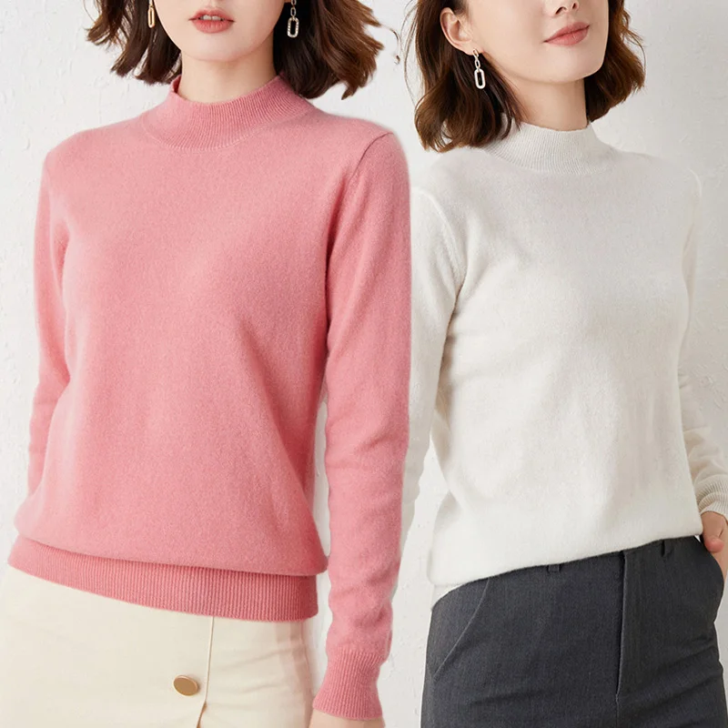 Autumn Winter Knitted Shirts Women Sweaters Pullover Tops Fashion Female Long Sleeve Skinny Elastic Casual Mock neck Sweater 
Autumn Winter Knitted Shirts Women Sweaters Pullover Tops Fashion Female Long Sleeve Skinny Elastic Casual Mock neck Sweater