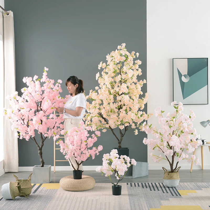 

Искусственное вишневое цветение 110/160/190 см, дерево бонсай, искусственный цветок, декор для свадьбы, дома, офиса, искусственное растение, комнатное растение