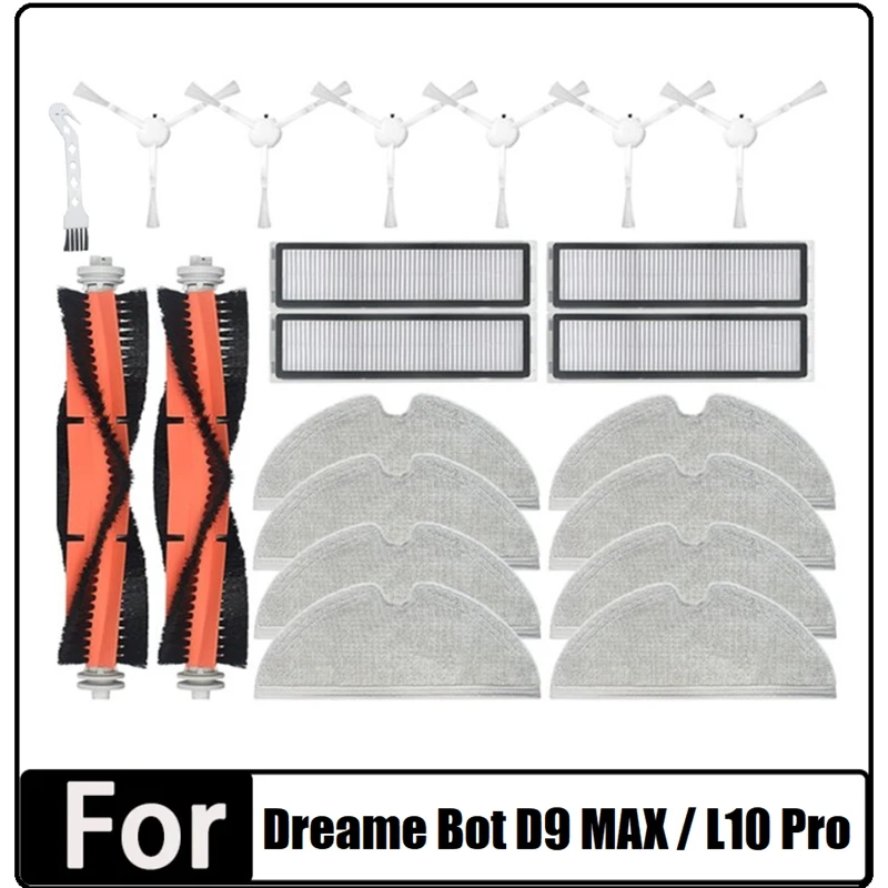 

Запчасти для робота-пылесоса Dreame Bot D9 MAX / L10 Pro, основная боковая щетка, фильтр НЕРА, ткань для швабры, как показано на рисунке, 21 шт.