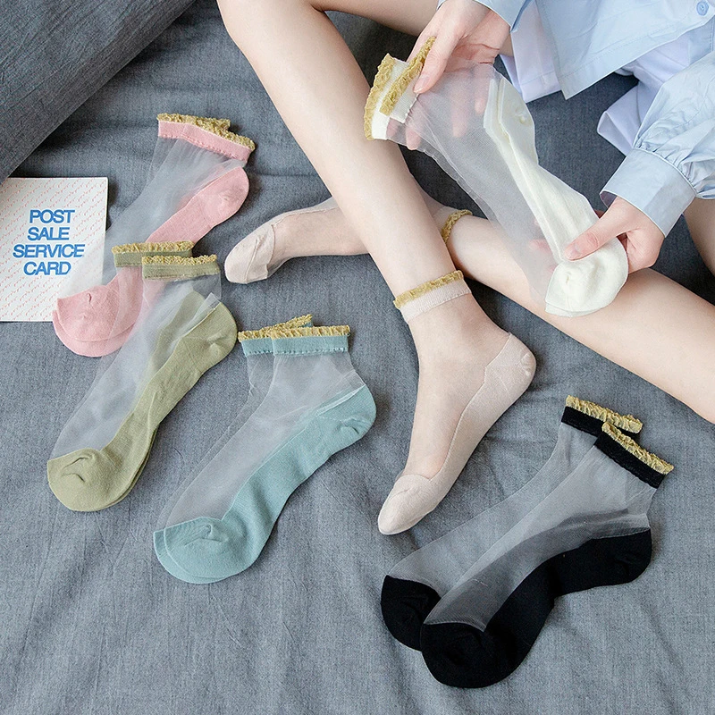 Crystal Socks Women's Ankle Non-Slip Socks Transparent Invisible Socks Summer Elastic Sheer Thin Socks Glass Silk Lace Socks
Crystal Socks Women's Ankle Non-Slip Socks Transparent Invisible Socks Summer Elastic Sheer Thin Socks Glass Silk Lace Socks