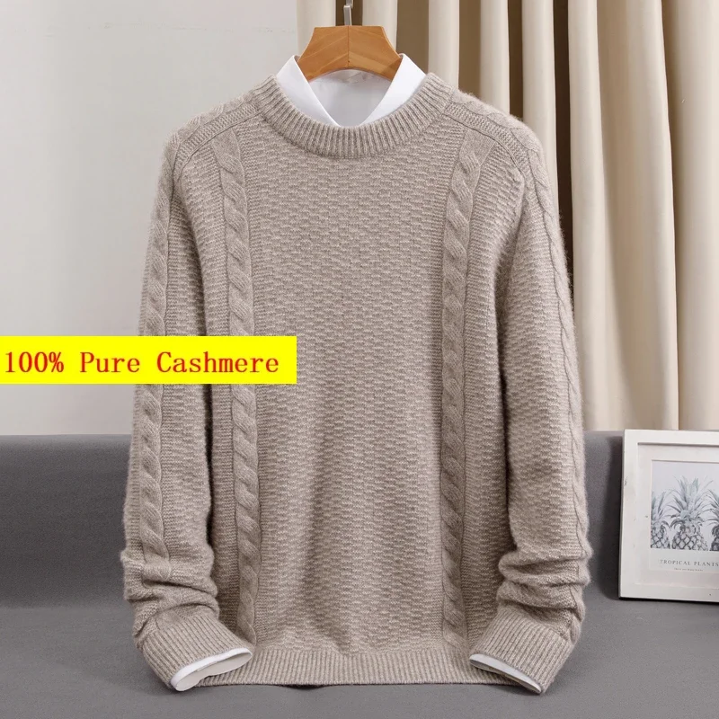 

New Arrival Fahsion 100% Cashmere Sweater Men's Round Neck Thickened Jacquard Knitwear High Grade Casual Winter plus size S-6XL