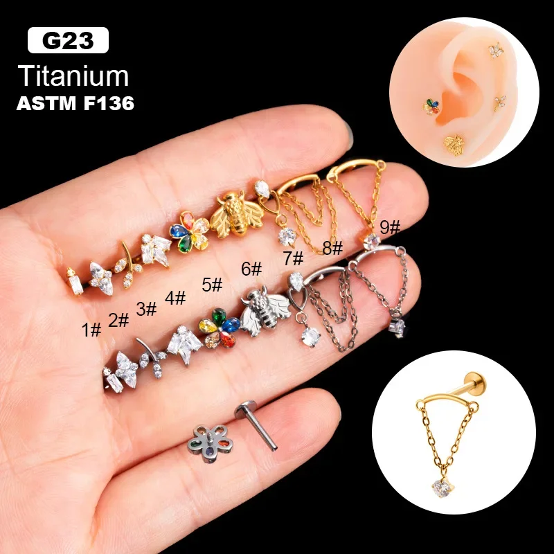 1PC G23 ASTM F136 Titanium Bee Flower Labret Stud Lip Ring Earring Ear Studs Ear Cartialge Tragus Helix Piercing Body Jewelry
1PC G23 ASTM F136 Titanium Bee Flower Labret Stud Lip Ring Earring Ear Studs Ear Cartialge Tragus Helix Piercing Body Jewelry